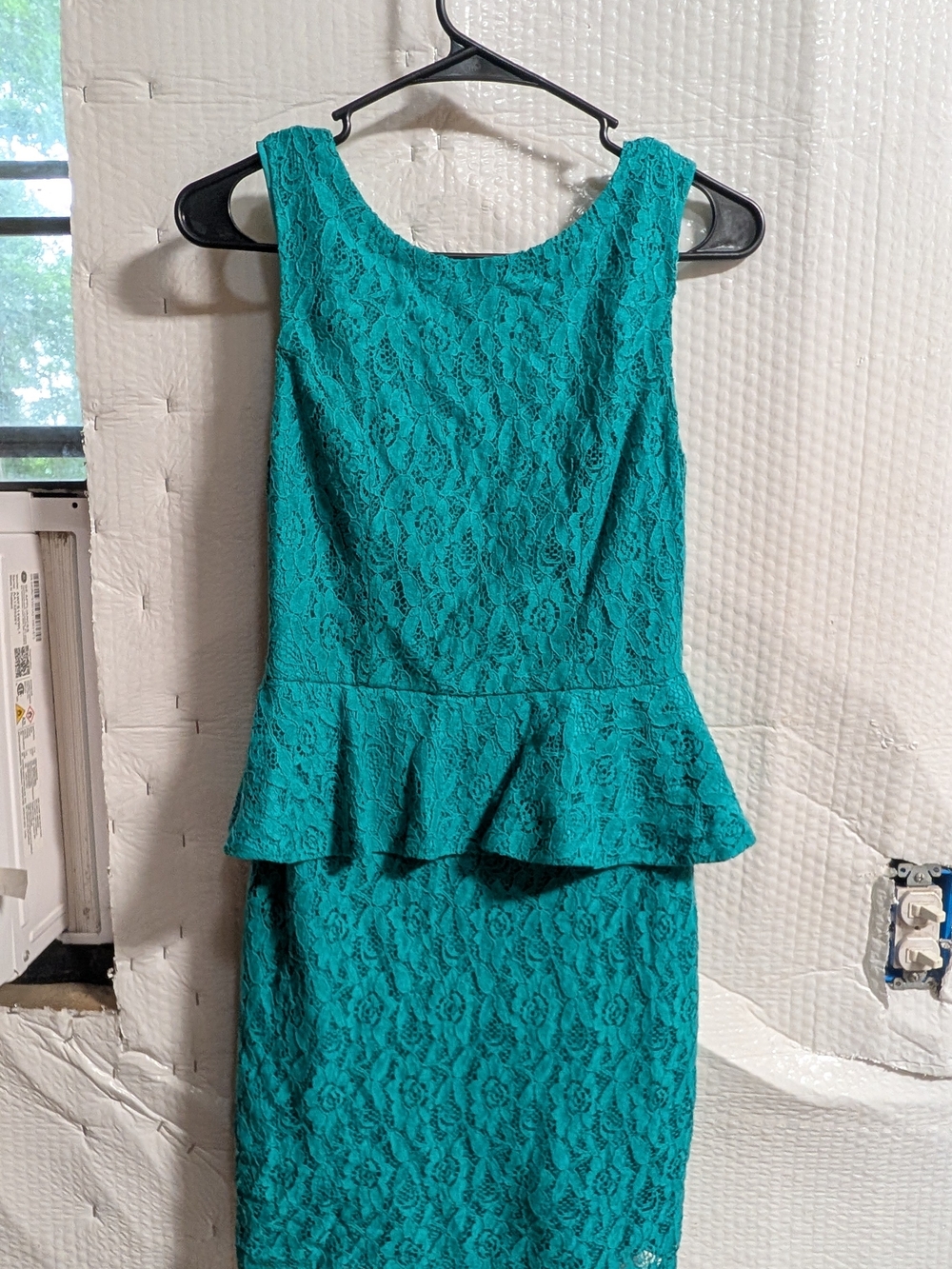 Bisou Bisou Teal Lace Peplum Midi Dress - Sleeveless